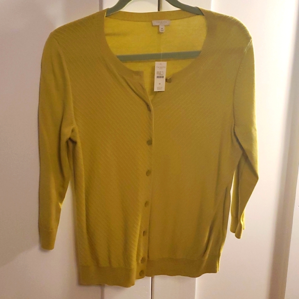 Talbott Cardigan Sweater Lime Green M NWT